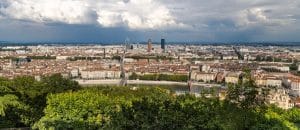 Un panorama lyonnais mettant en valeur l’emplacement du Radisson Blu