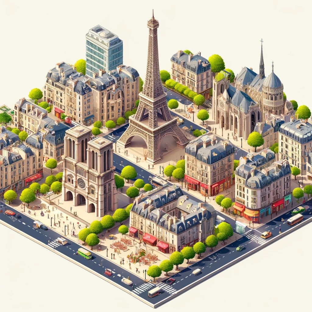 Séminaires Business Events vous présente paris dans un style isométrique MICE