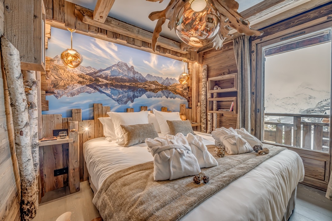 Chambre double avec vue au Chalet Annapurna à Tignes