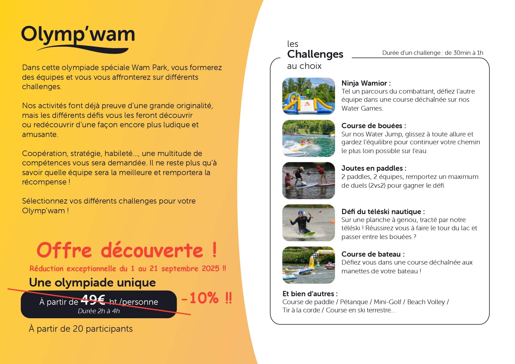 Offre découverte au Wam Parl Lyon Condrieu