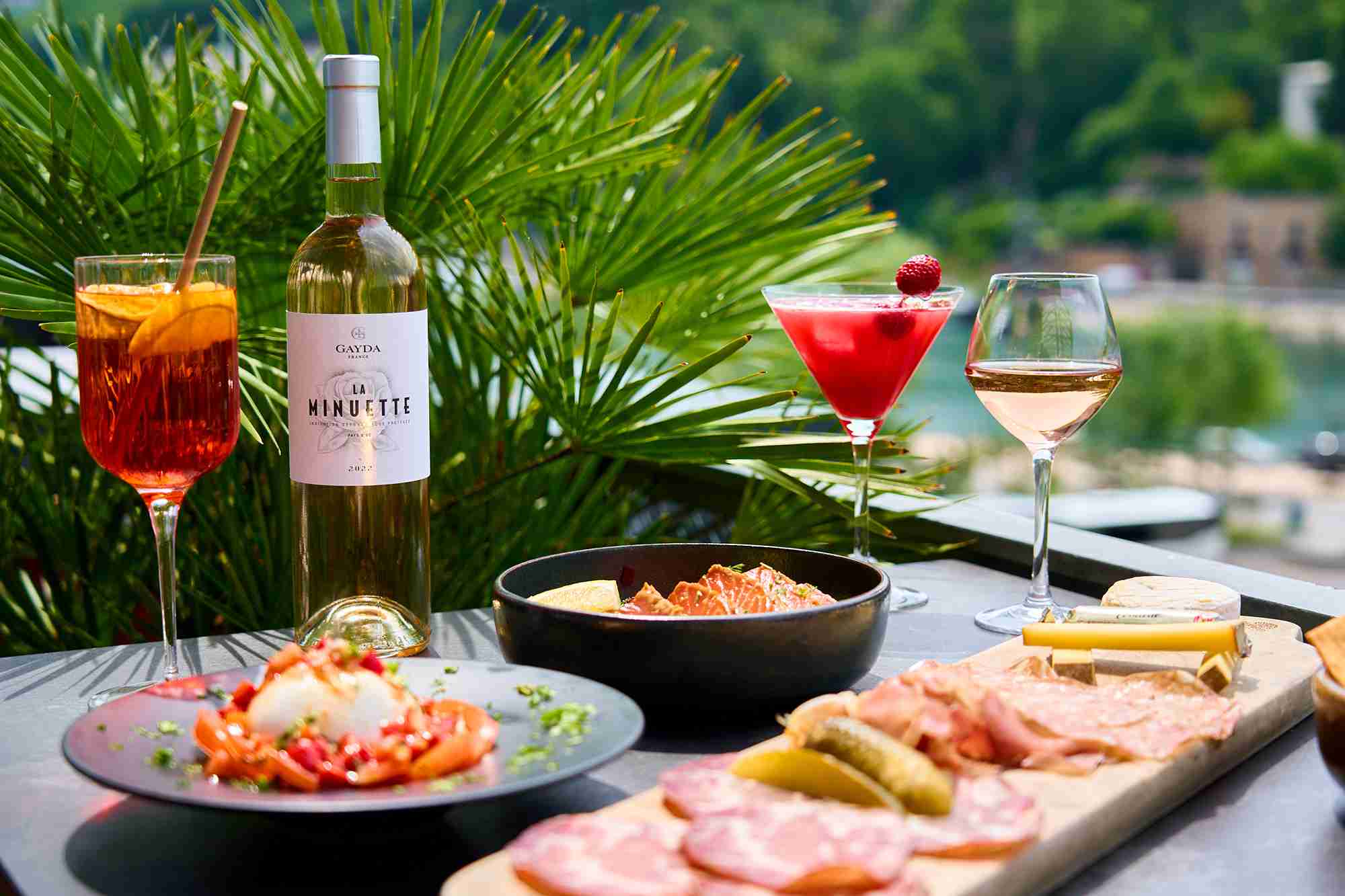 Apéritifs et repas sur la terrasse du Novotel Lyon Confluence