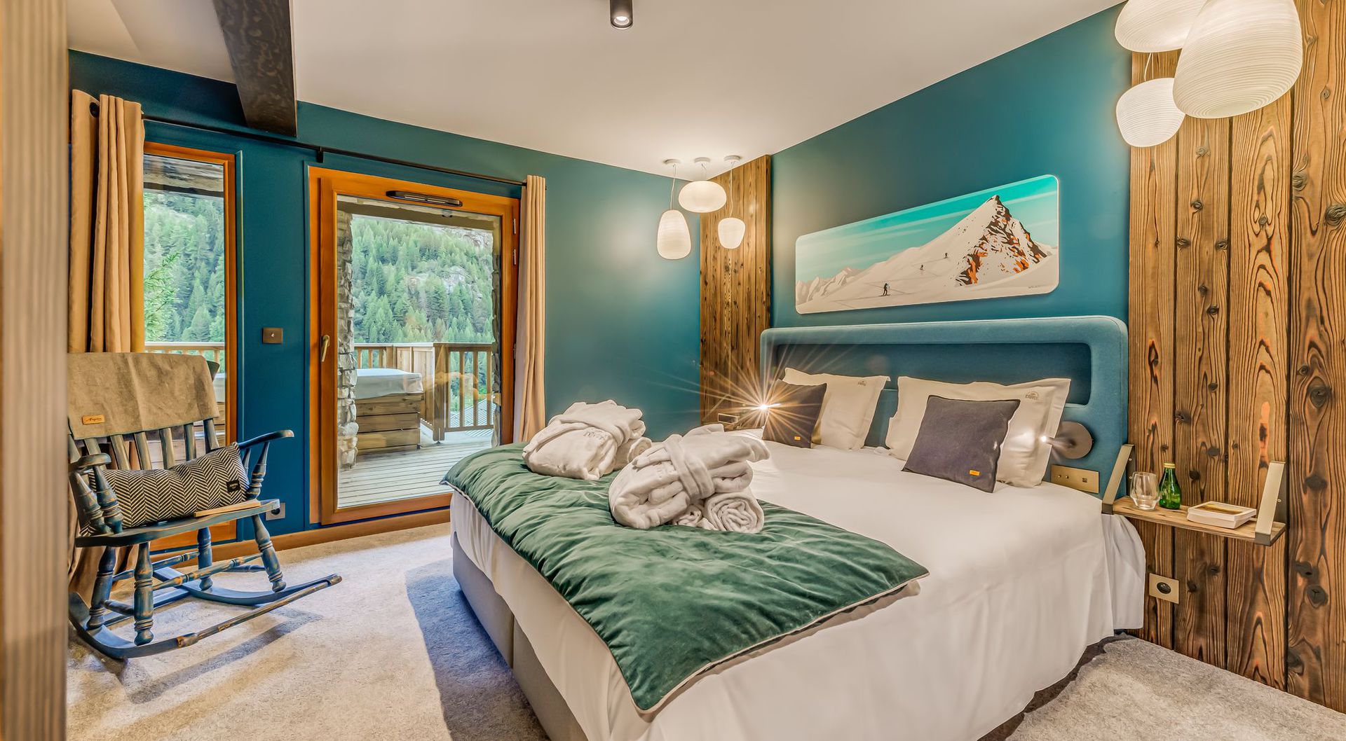 Chambres confortables et décor montagnard pour hébergement de groupe aux Sources de la Davie