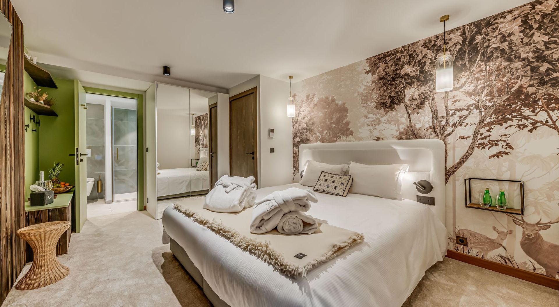 Chambres confortables et décor montagnard pour hébergement de groupe aux Sources de la Davie