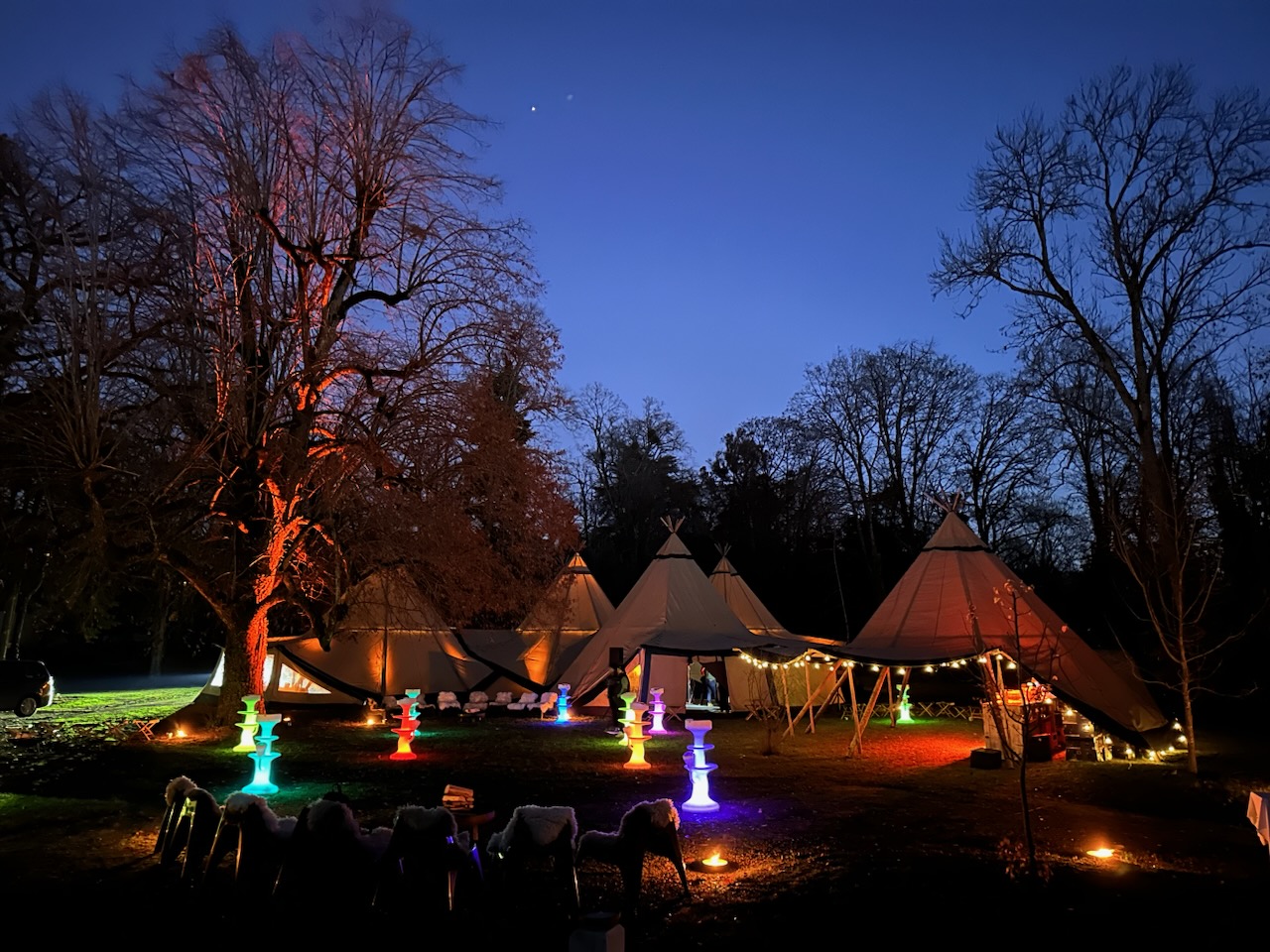 Soirée événementielle Tipis Tentes Oxygene Expériences