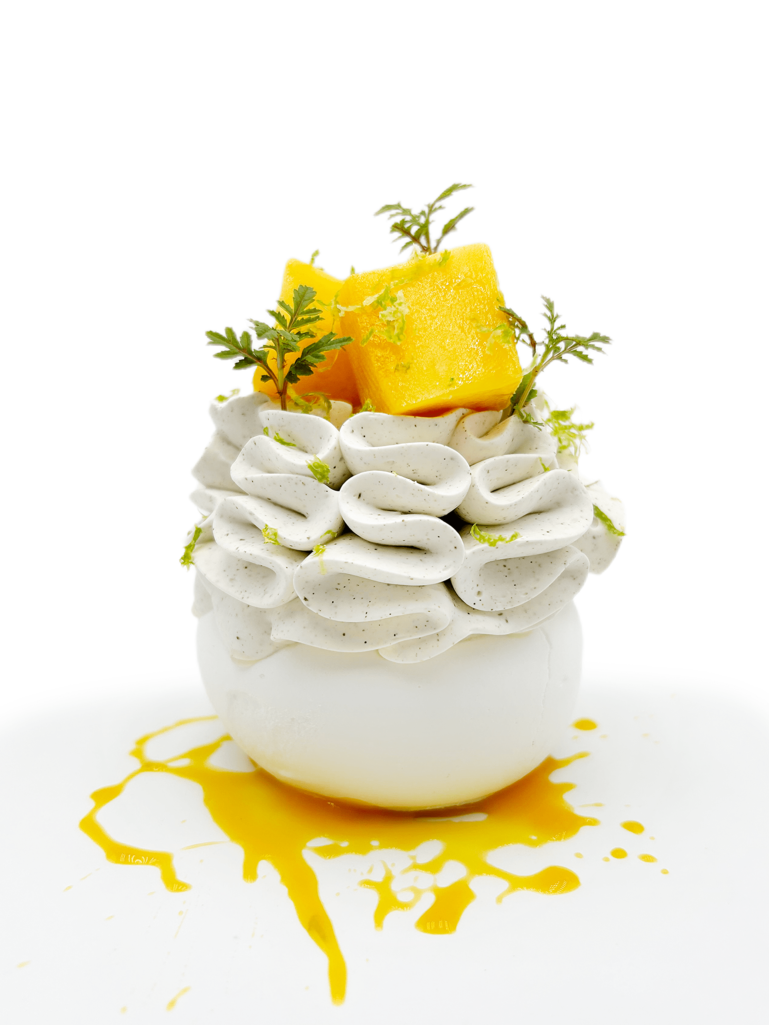 Pavlova individuelle à la mangue par Joël Maier à Lyon