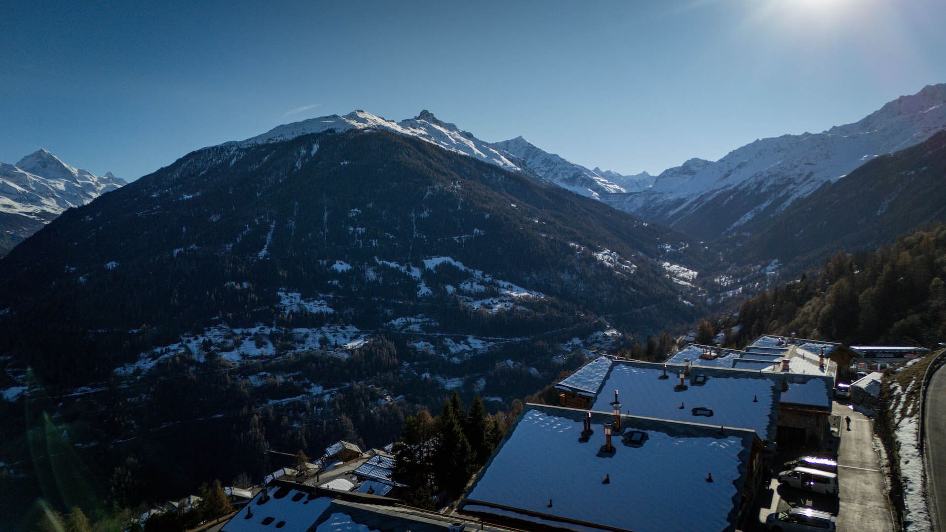 Vue sur les montagnes depuis le Dent Blanche Resort en Suisse