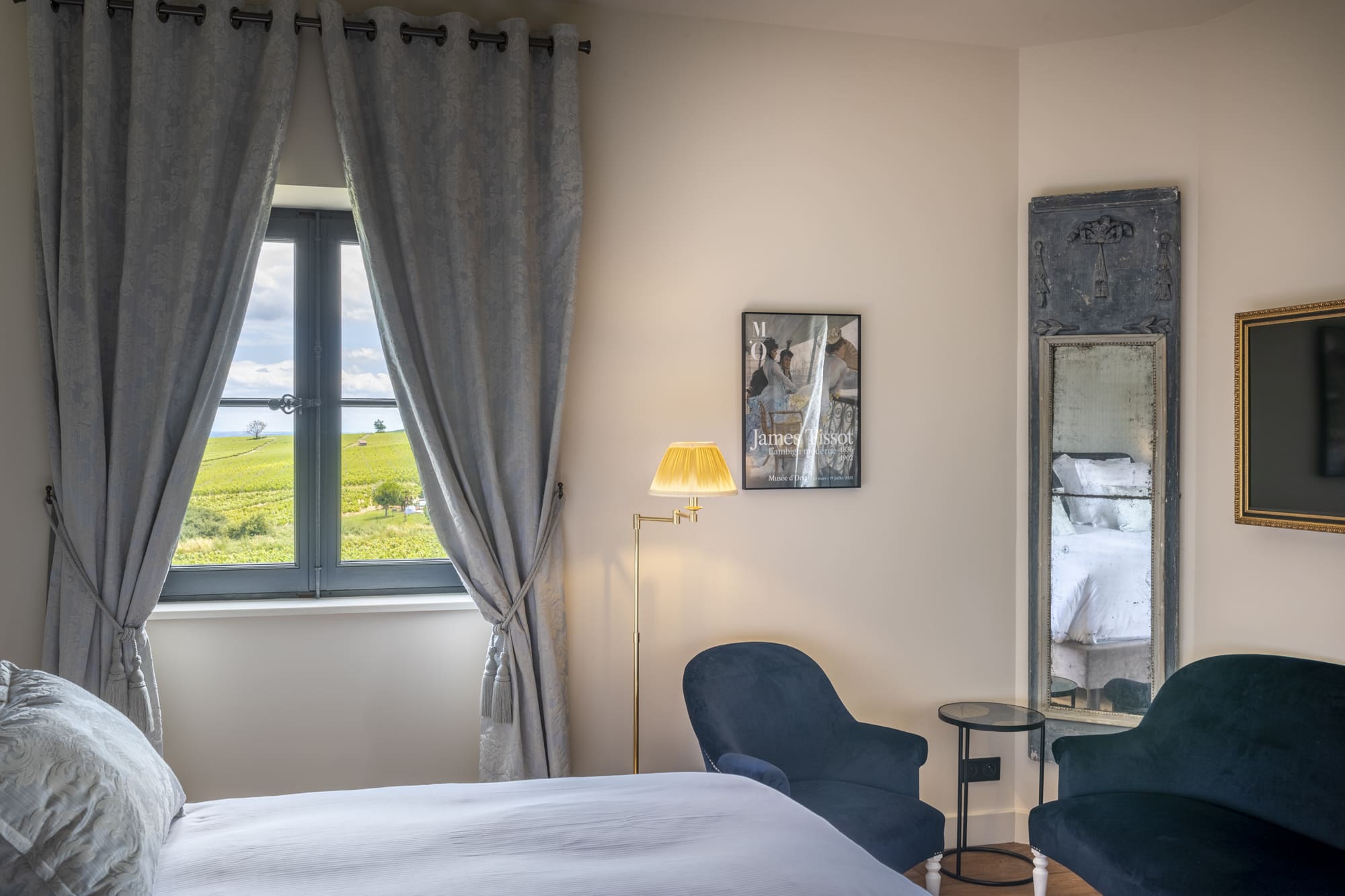Vue depuis la chambre Gevrey-Chambertin à la Villa Alexandre
