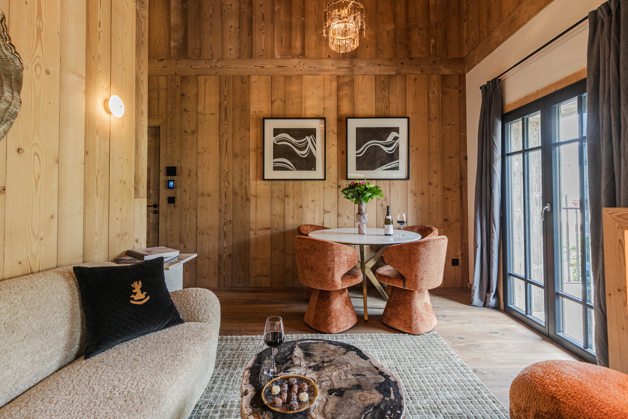 Écrin de Megève – Salon et espace détente