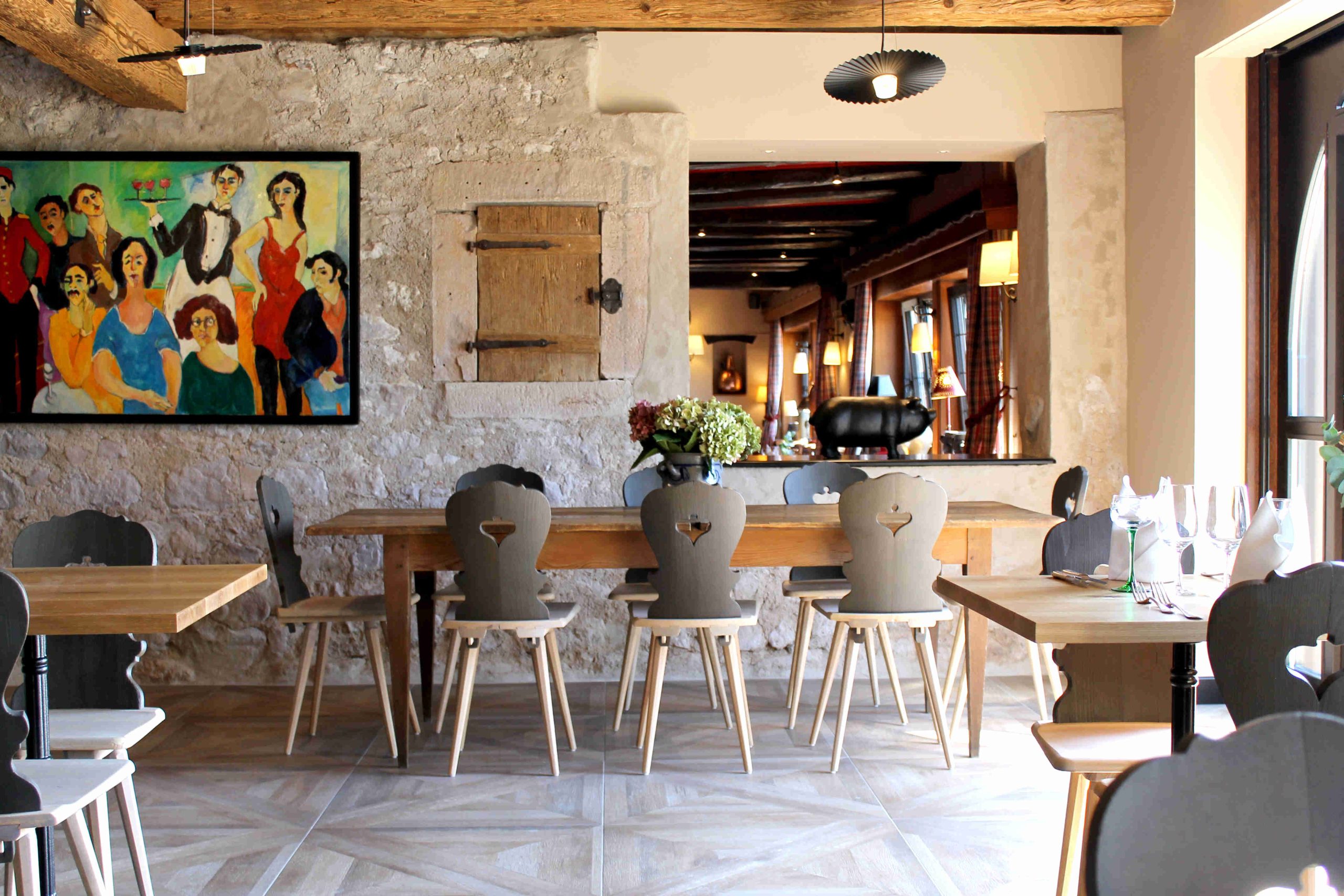 Salle de restaurant en pierre – Hôtel Arnold à Itterswiller