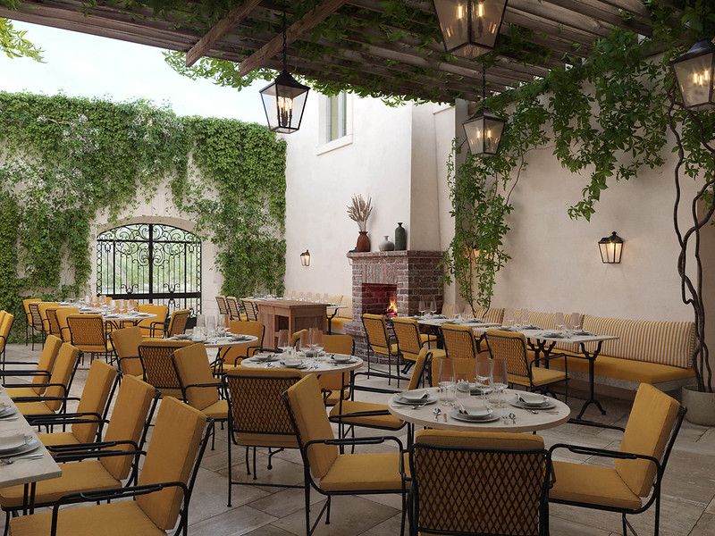 Patio végétalisé à l’Hôtel Bellevigne Bourgogne