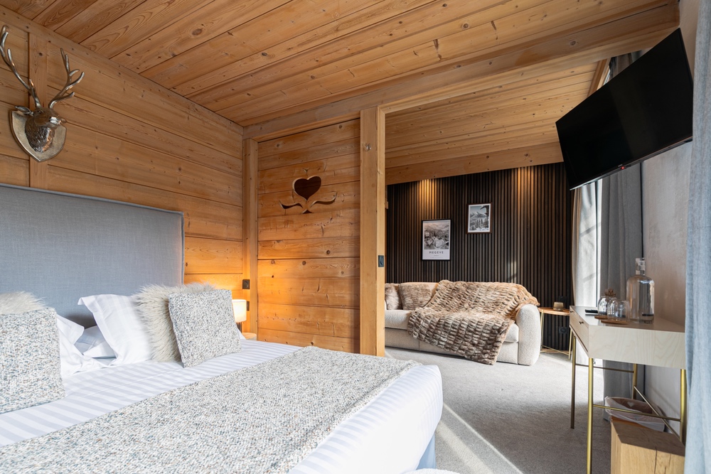 Suite familiale spacieuse en bois au Chalet d'Antoine à Megève